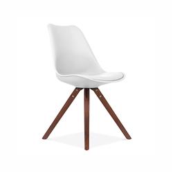 Ls-1000-whtwal Viborg Mid Century White Side Chair With Walnut Wood Base