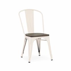Ls-9000-crew Dreux Glossy Cream Elm Wood Stackable Side Chair, Set Of 4