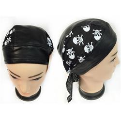 No 1922544 Skull Caps Motorcycle Hats Fabric & Leather Skull Black - One Size - Case of 60