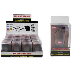 1982892 Folding Reading Glasses With Leatherette Pouch Case Of 24