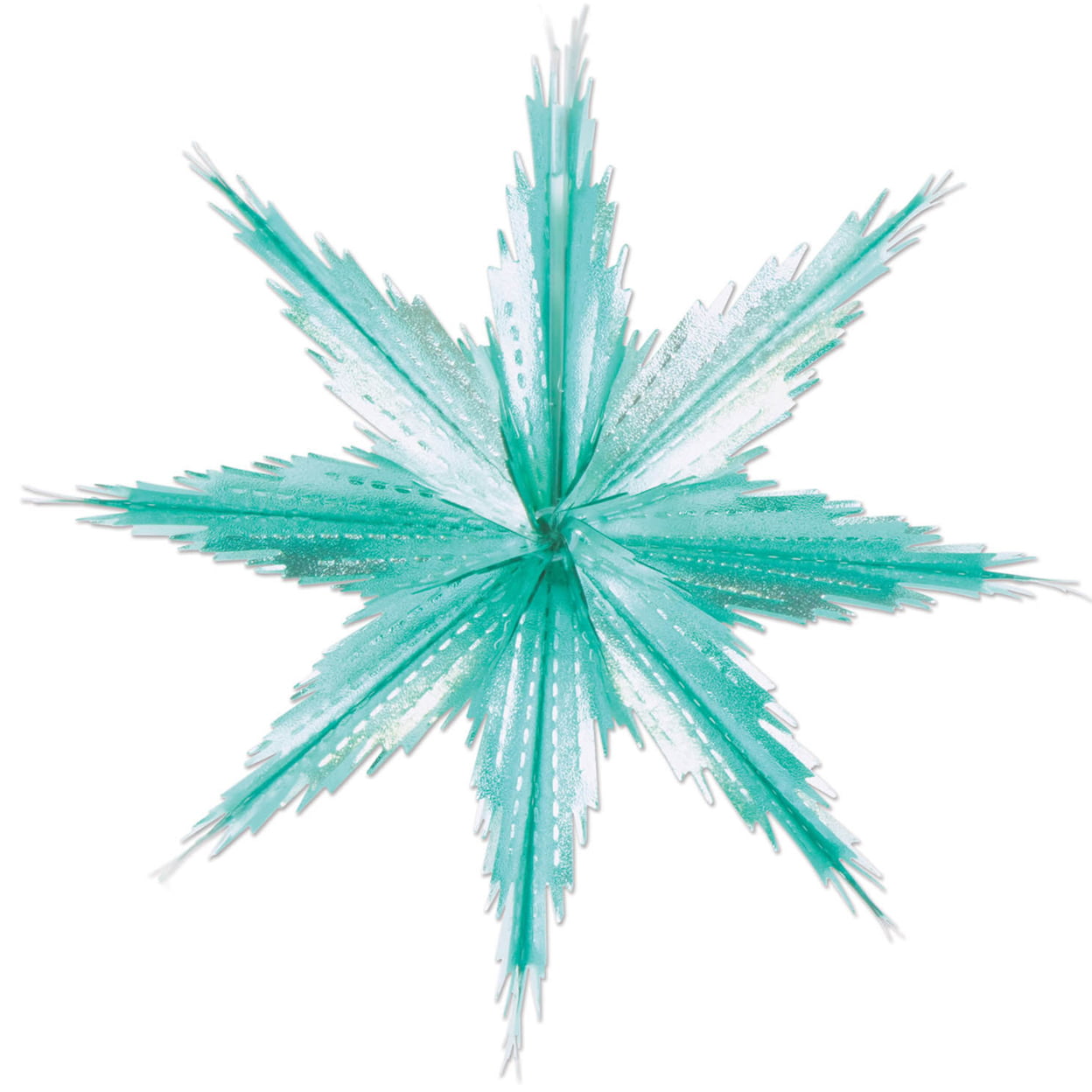 2-tone Metallic Snowflakes - Turquoise & Silver Case Of 12