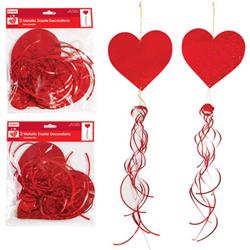 Dollardays 2285884 2 Count Valentine Metallic Dazzle Hanging Heart Decoration, Red - Case Of 48