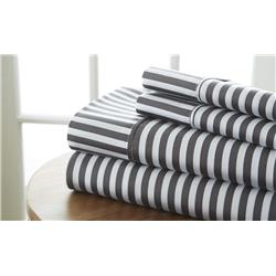 2275540 Soft Essentials? Premium Ultra Soft Ribbon Pattern 4 Piece Bed Sheet Set - California King - Gray Case Of 12