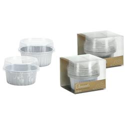 2.5" Aluminum Pans With Lids - Round - Silver - Hanna K. Signature Elements Case Of 36