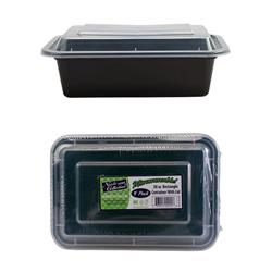 8" X 6" Rectangle Microwaveable Containers - Black - 4-packs - Nicole Home Collection Case Of 36