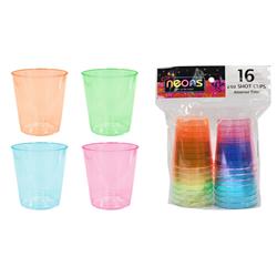 2184731 2 Oz. Neon Plastic Shot Cup Tumblers 4 Assorted Colors 16-packs Neons Case Of 36