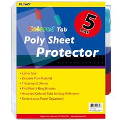 1916129 5 Pack Poly Sheet Protectors With Colored Tabs Case Of 48
