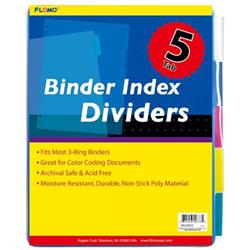 1916130 5 Pack Poly Binder Index Dividers With Colored Tabs Case Of 48