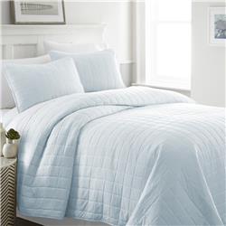 2275366 Twin Size Premium Ultra Soft Square Pattern Quilted Coverlet Set, Pale Blue - Pack Of 9