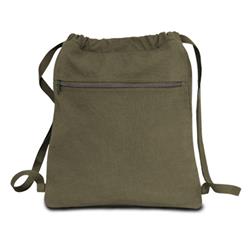 2288760 12 Oz Pigment Dyed Drawstring Bag, Khaki Green - Pack Of 48