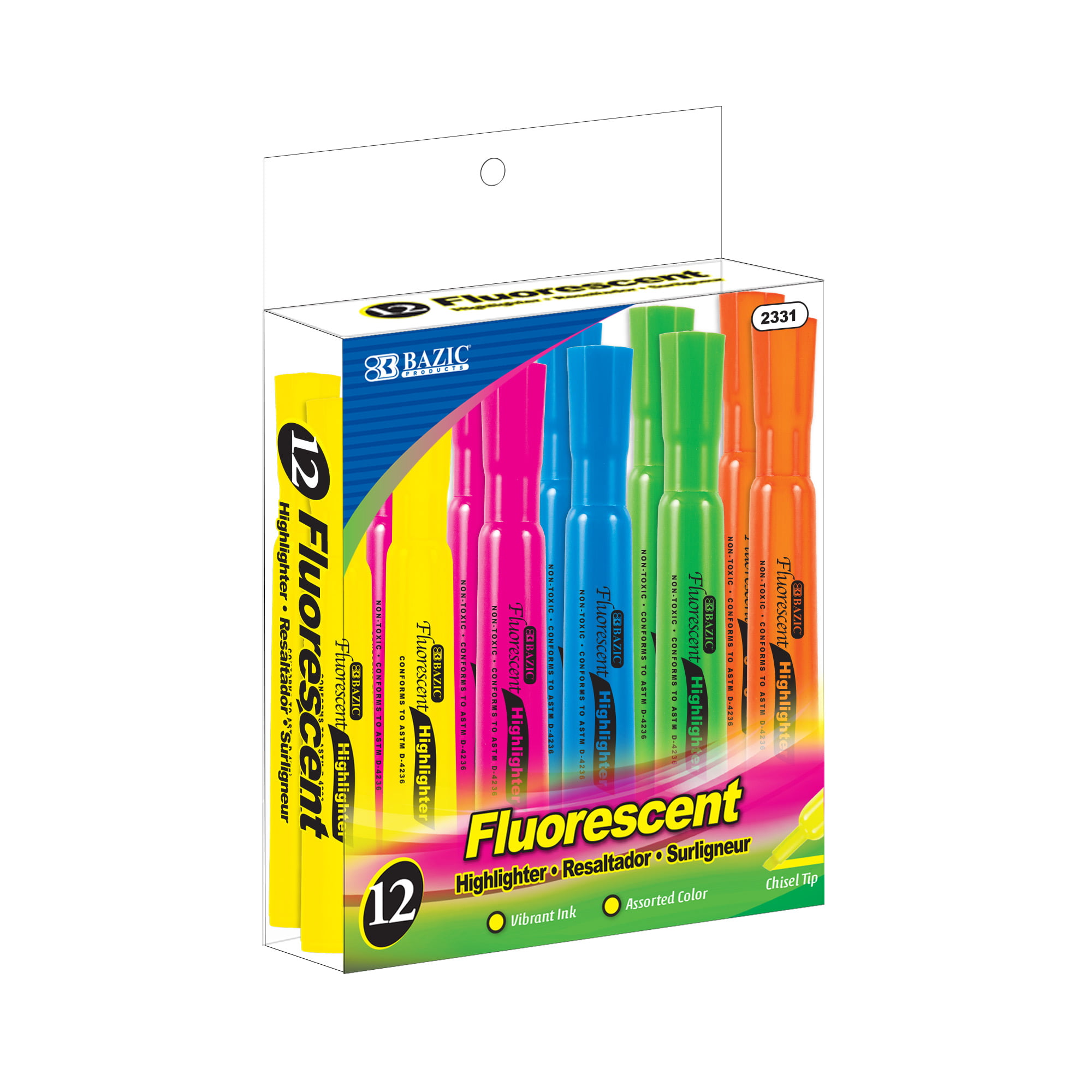 UPC 764608023310 product image for DDI 1892810 BAZIC Highlighters - 12 Count  Assorted Fluorescent Colors  Chisel T | upcitemdb.com