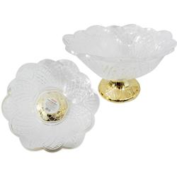 2291956 Crystal Like Bowl With Gold Base, Case Of 12