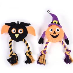 Dollardays 2318491 13 In. Owl & Pumpkin Halloween Plush Pet Toy - Case Of 24
