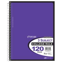 2315186 10.5 X 8 In. Ddi 120 Sheet College Ruled 3 Subject Notebook - Case Of 24