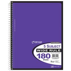 2315187 10.5 X 8 In. Ddi 180 Sheet Wide Ruled 5 Subject Notebook - Case Of 12