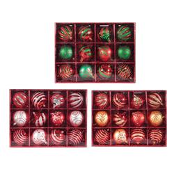 2319878 Shaped Christmas Ornaments, Red, Green & Gold - 12 Count - Case Of 6