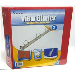 1989400 2 In. Clear View Pocket Binder, Red - Case Of 12