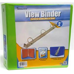 1989622 2 In. Clear View Pocket Binder, Lime - Case Of 12