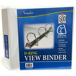 1989632 2 In. D-ring View Binder With Pockets, White - Case Of 12