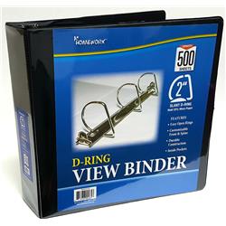 1989633 2 In. D-ring View Binder With Pockets, Black - Case Of 12
