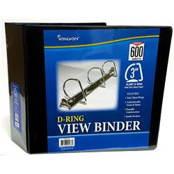 1989635 3 In. D-ring View Binder With Pockets, Black - Case Of 12