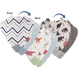 2314948 Muslin Bib With Teether - Dinosaurs, Blue Dots & Black Bear - Pack Of 3 - Case Of 48