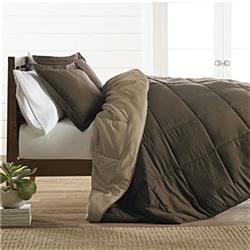 2318565 Twin Size Hypoallergenic Down Alternative Reversible Comforter Set, Taupe - Case Of 9