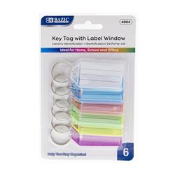 Bazic 2323158 Bazic Key Tags With Holder & Label Window - Pack Of 6 - Case Of 24