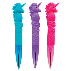 7 In. Silicone Unicorn Pen, Aqua, Amethyst & Rose - 12 Count - Case Of 12 - 12 Per Pack