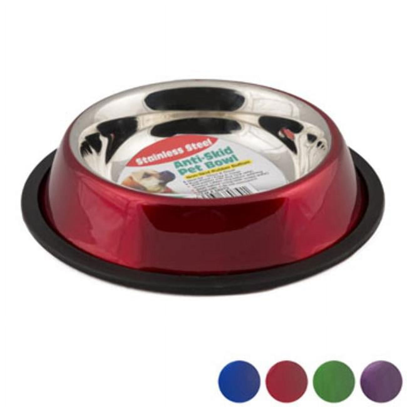 2324874 16 Oz Color Stainless Steel Pet Bowl, Assorted Color - Case Of 36 - 36 Per Pack