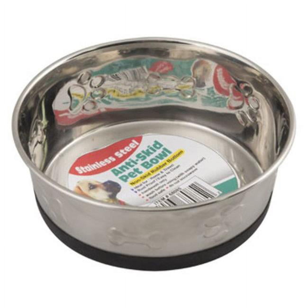 2324878 28 Oz Stainless Steel Pet Bowl With Embossed Paw Prints, Silver - Case Of 24 - 24 Per Pack