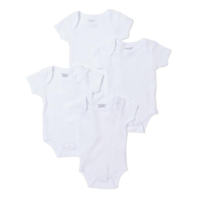 Baby Short Sleeve One Pieces, White - Size 0-12 Months - Pack Of 4 - Case Of 24 - 24 Per Pack