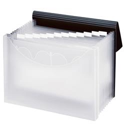 2325089 1 In. 13 Pocket Expanding File Plus Document Case, Clear Cover & Black Flap - 4 Per Pack - Case Of 4