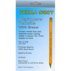 2317206 Prima Beginners Pencils With Erasers - 12 Per Pack - Case Of 12
