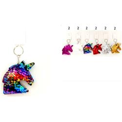 3 In. Sequins Unicorn Styles Keychian - Assorted Color, Case Of 36