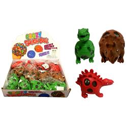 3.5 In. Mesh Squish Dinosaur Ball With Water Beads - Green, Red & Brown, Case Of 72
