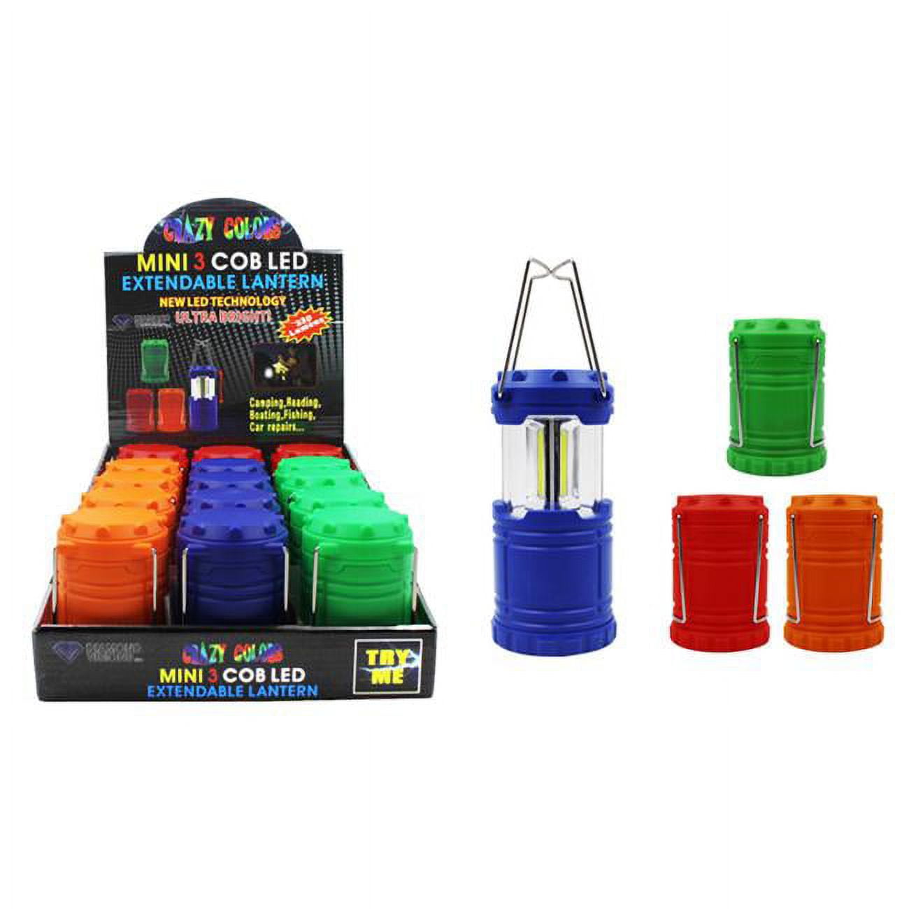 2291785 220 Lumen Mini Crazy Color Pop-up Cob Led Lantern, Assorted Color - Case Of 15
