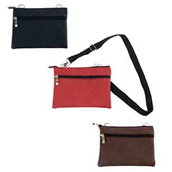 2319626 7 In. Leather Crossbody Bag - Black, Red & Brown - Case Of 24