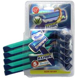 2290747 Mens Twin Blade Razor With Aloe, Blue & Green - Case Of 48