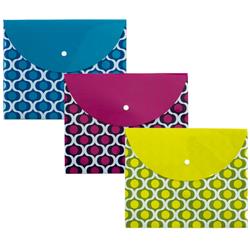 2325206 Ddi Poly Snap Envelope, Letter Size Document Holder, Blue, Pink & Yellow - Case Of 24