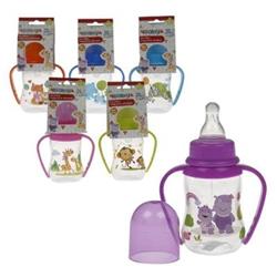 2326786 4 Oz Baby Bottle With Handles, 6 Assorted Color - Case Of 48