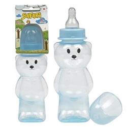 2326796 8 Oz Bear Shape With Silicone Nipple Baby Bottle, Blue - Case Of 144