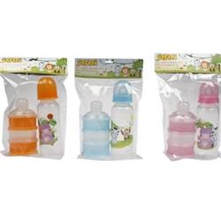 2326805 8 Oz Baby Bottle With Milk Powder Container, Assorted Color - Case Of 72