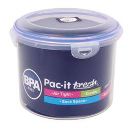 2328013 101 Oz Pac-it Fresh Round Food Container, Clear & Blue - Case Of 24