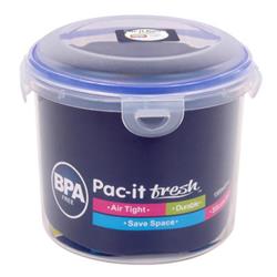 2328015 51 Oz Pac-it Fresh Round Food Container, Clear & Blue - Case Of 48