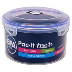 2328016 71 Oz Pac-it Fresh Round Food Container, Clear & Blue - Case Of 24