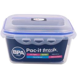 2328018 61 Oz Pac-it Fresh Square Food Container, Clear & Blue - Case Of 48