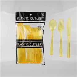 2328042 Plastic Cutlery Set, Yellow - 24 Count - Case Of 120