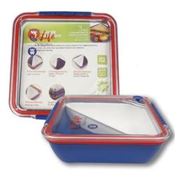 2328277 7.25 In. Square Laville Lunch Box, Crimson & Navy - Case Of 6