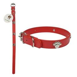 2328337 Red Dog Collar With Metal Dog Paws - Case Of 72